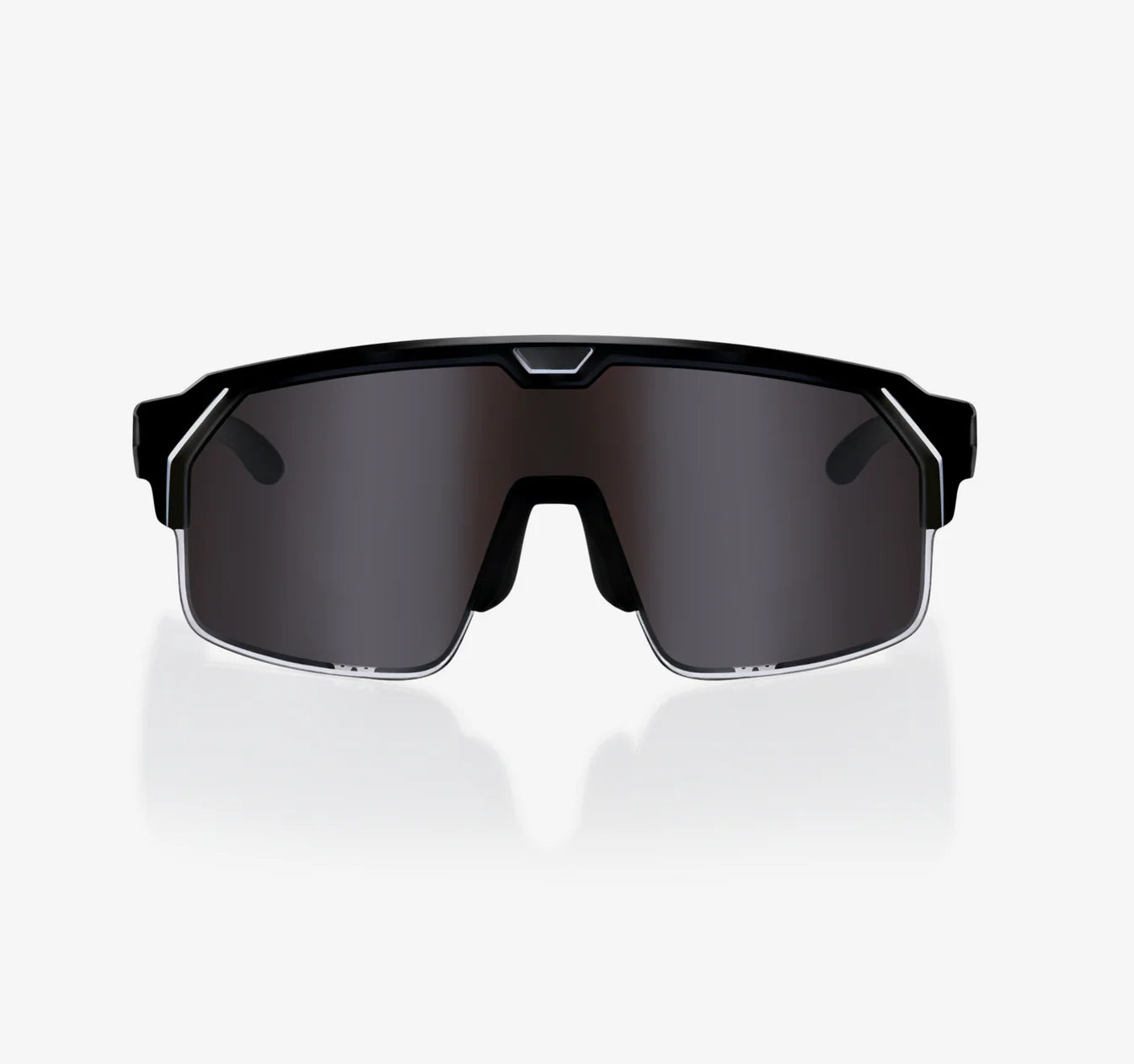 Black sunglasses with dark lenses on a white background