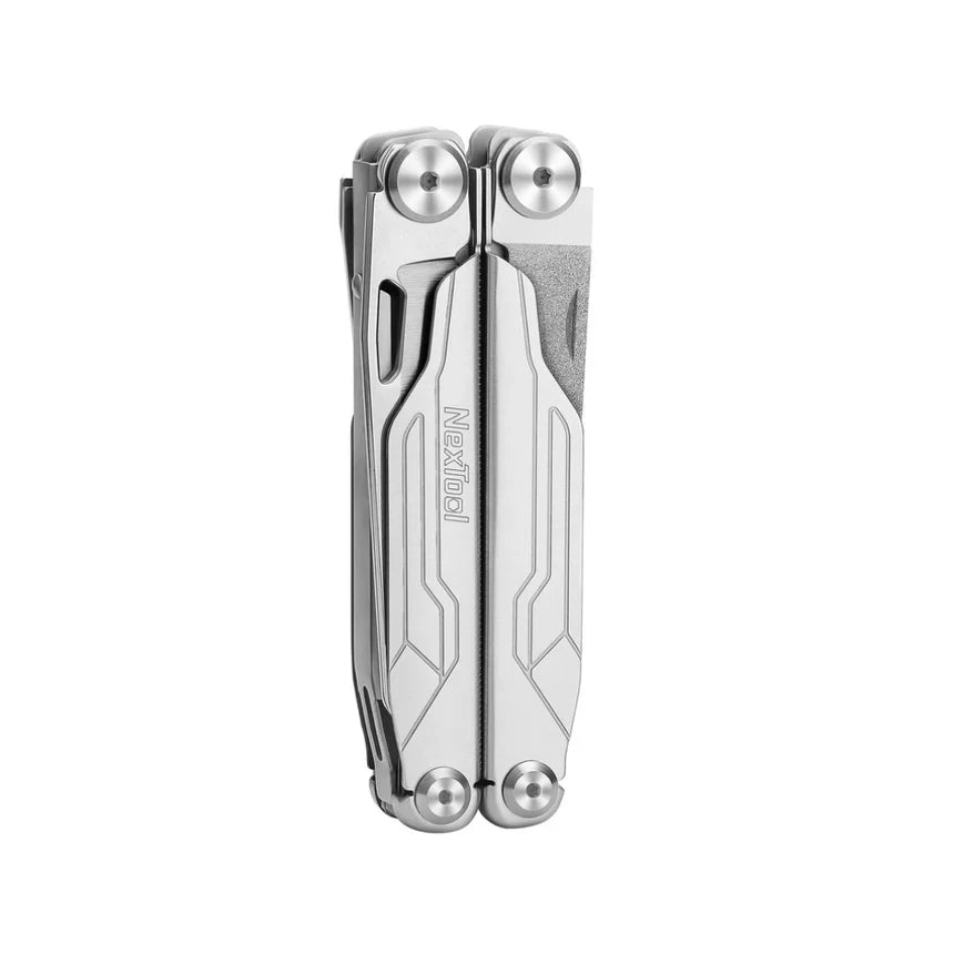 Multitool with visible brand name on a white background