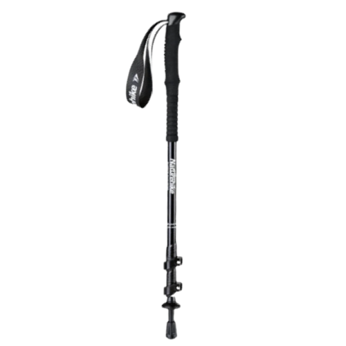 Black hiking pole on a white background