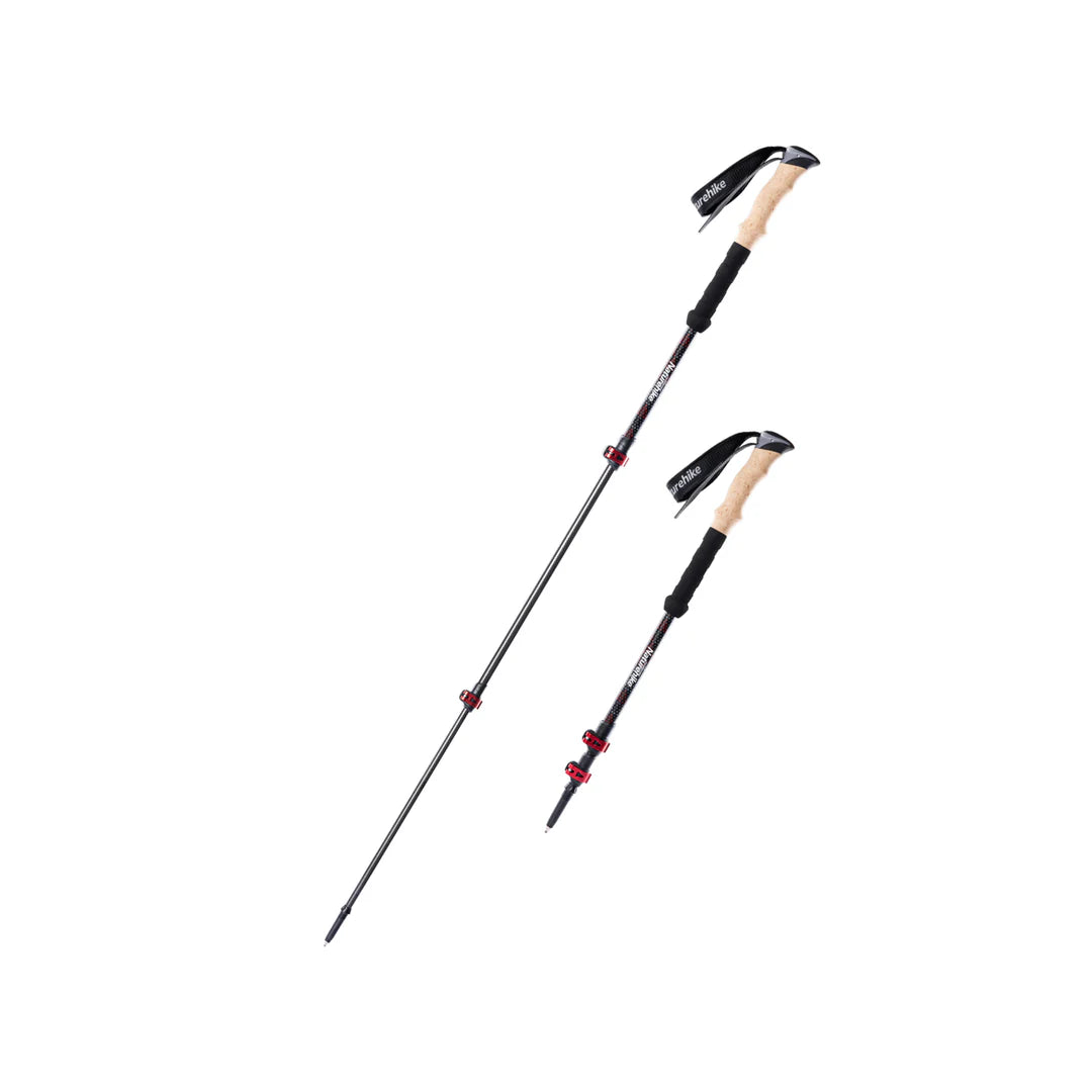 Two hiking poles on a white background