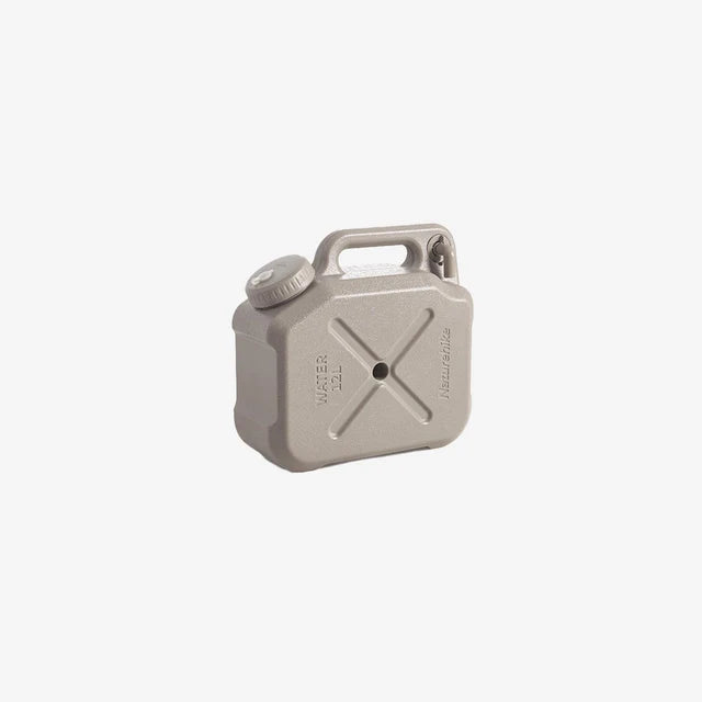 Gray metal water container on a white background