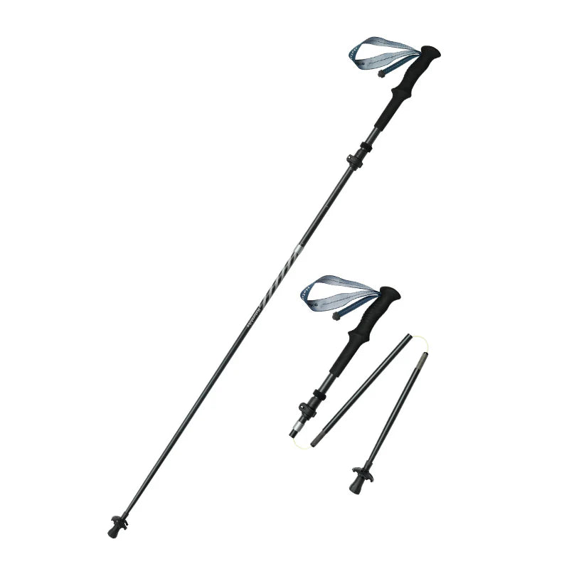 Set of adjustable hiking poles on a white background