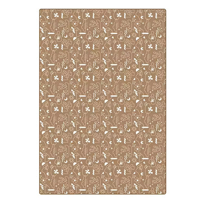 Patterned rug with geometric design on a beige background