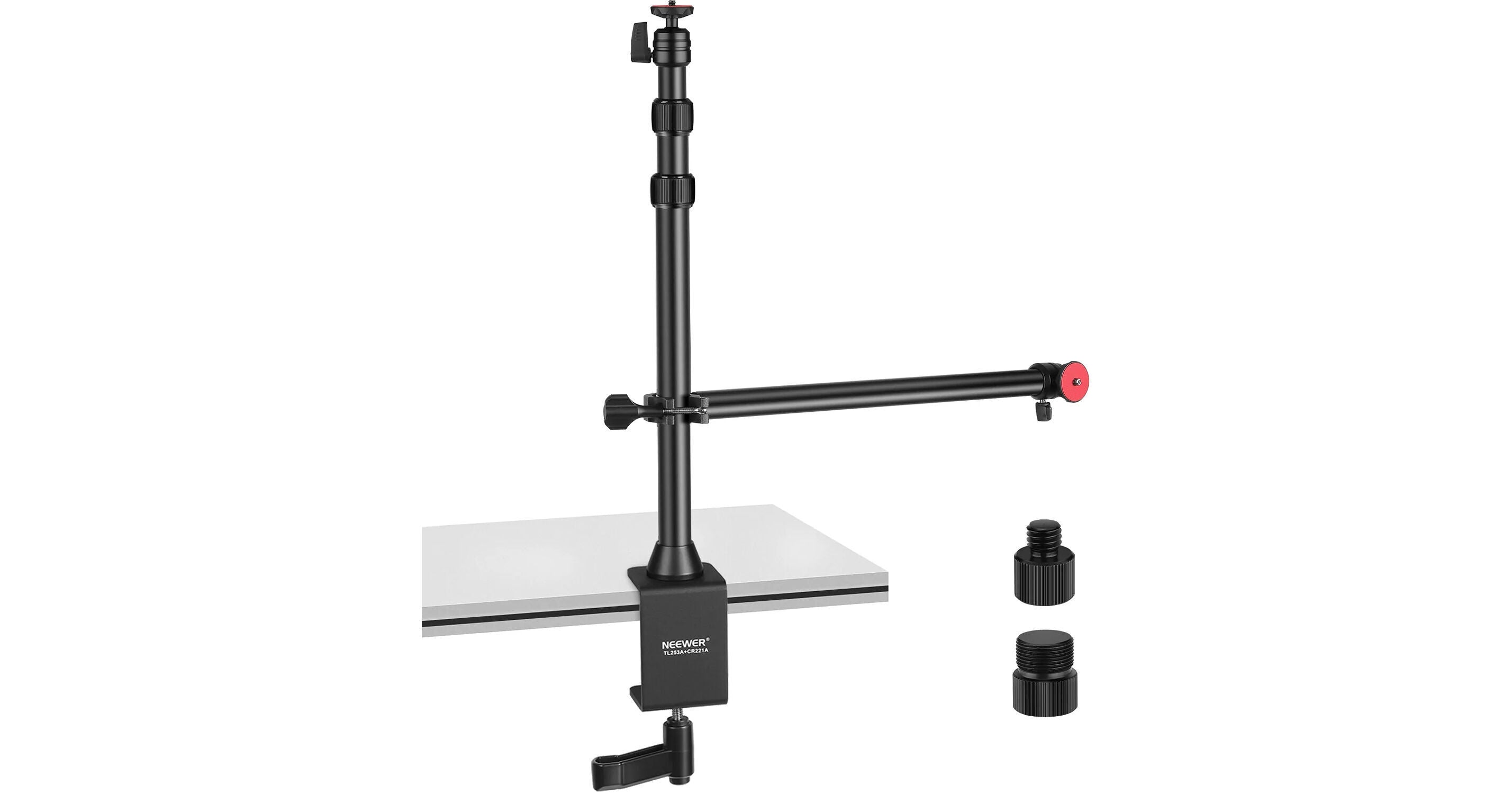 Camera slider with adjustable arm on a white background