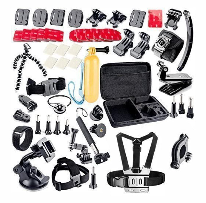 Collection of various camera accessories on a white background