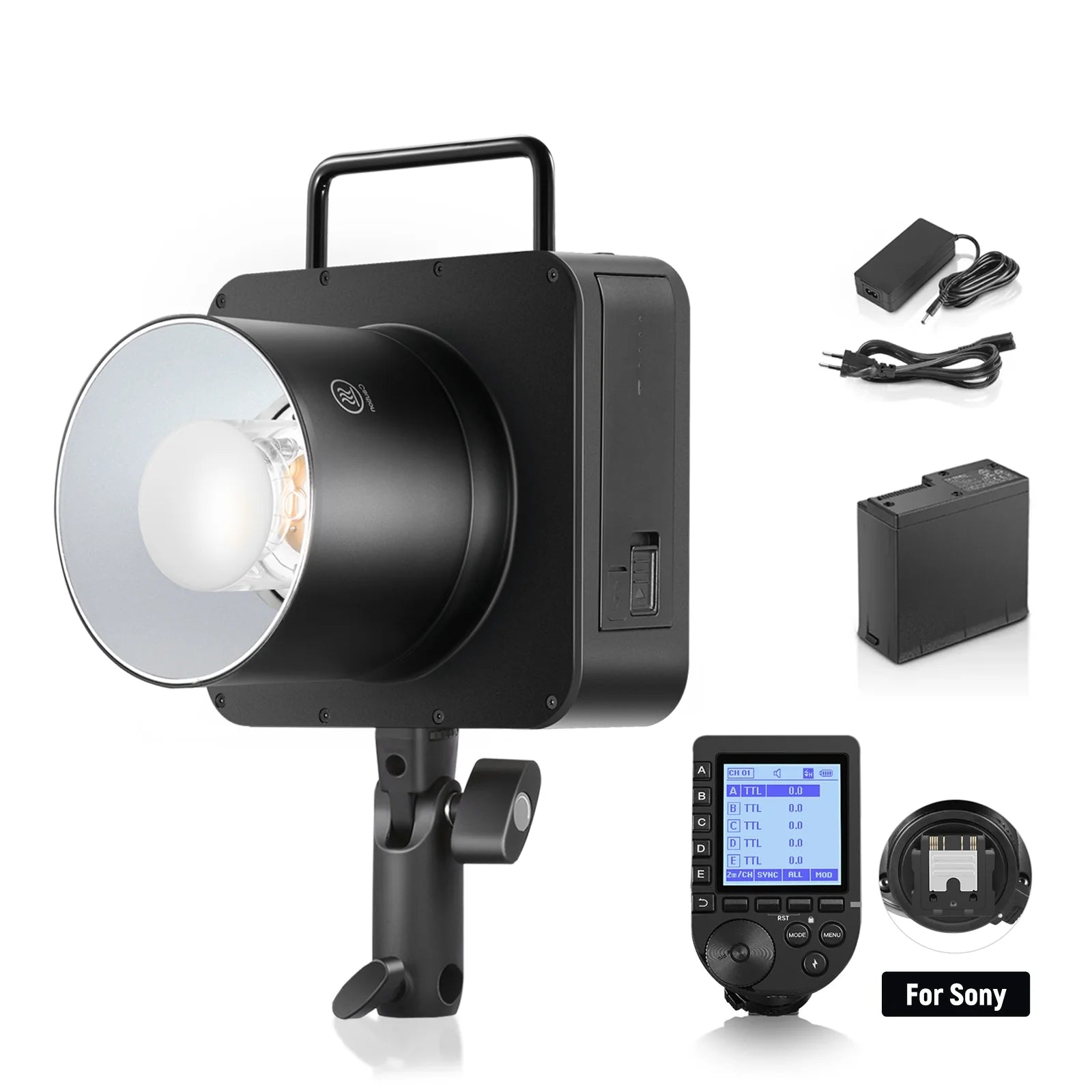 Studio light with accessories on a white background