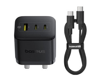 Baseus Palm Fast Charger 2C+U 65W - Cluster Black (with Baseus Cable USB-C to USB-C 100W)