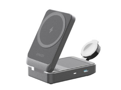 Anker MagGo Wireless Charging Station (15W, Foldable 3-in-1) -Black