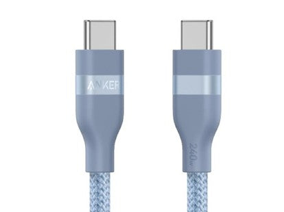 Anker USB-C to USB-C Cable 240W (Upcycled-Braided) (0.9m/3ft) -Blue