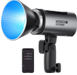 Flashlight with blue light on a black background