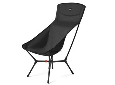 Black camping chair with a minimalist design on a white background