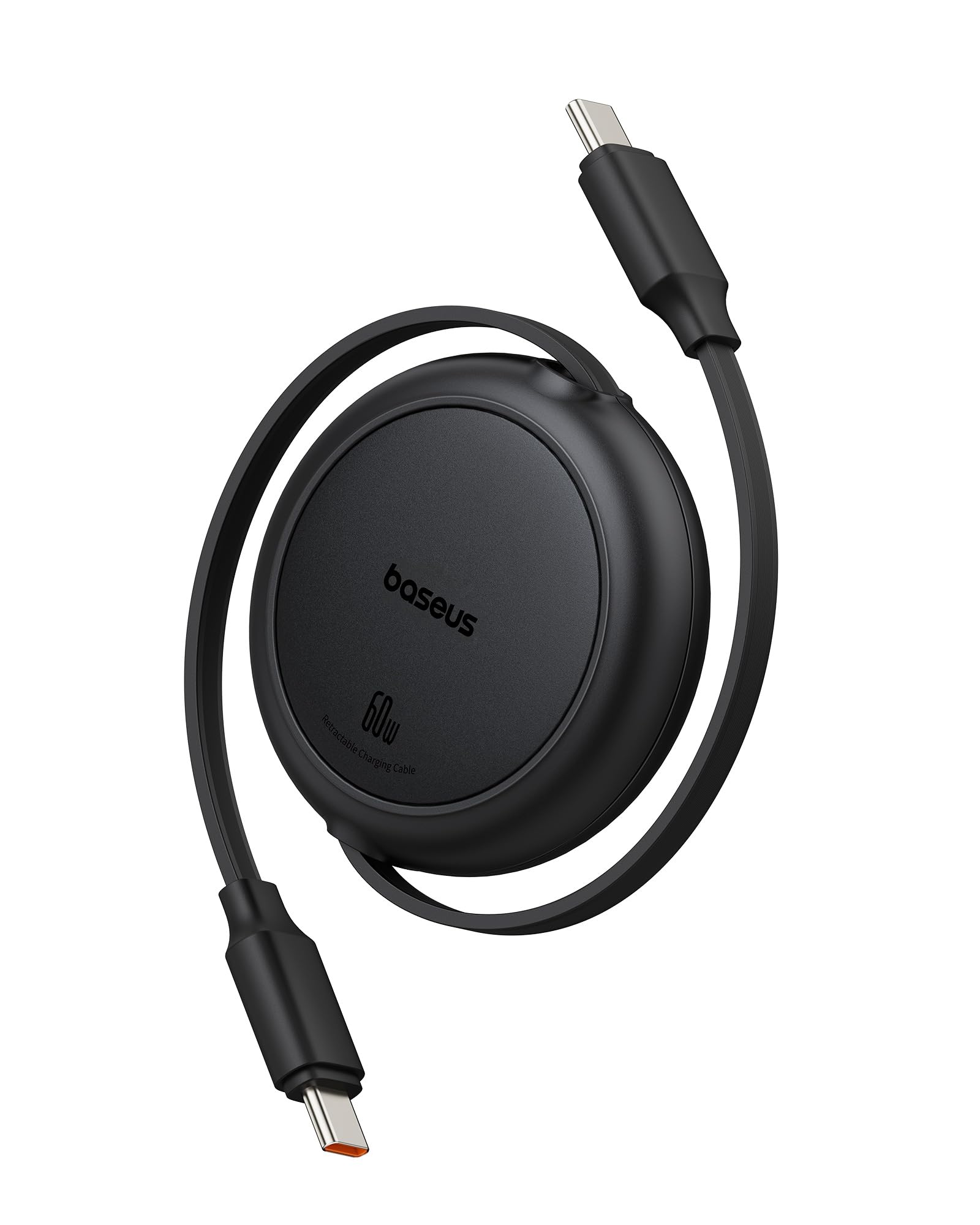 Black charging cable with USB-C connectors on a white background, featuring the brand 'boseus'.
