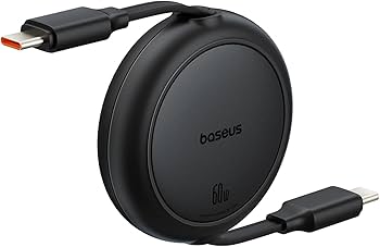Black wireless charger with USB cable on a white background