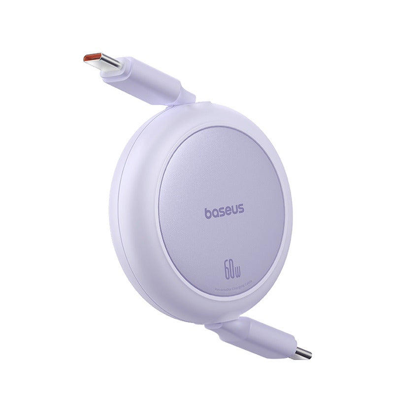 Retractable USB cable with baseus branding on a white background