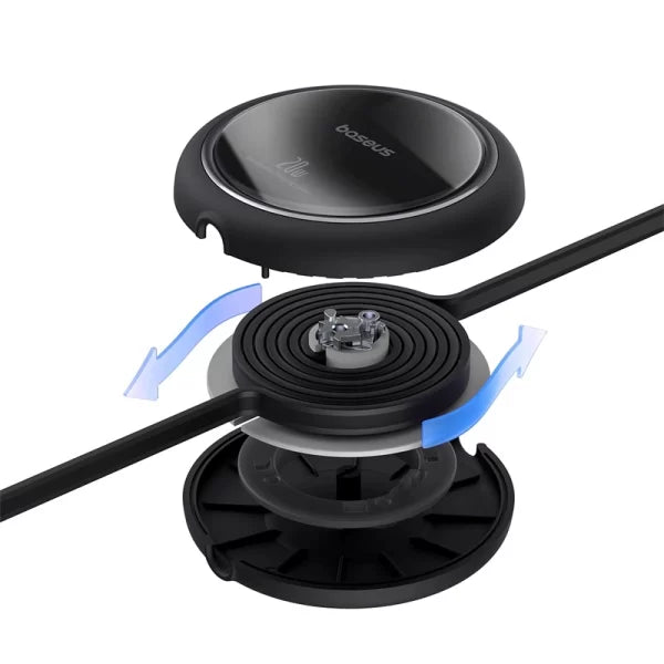 Black magnetic pickup system with 'basics' branding on a white background