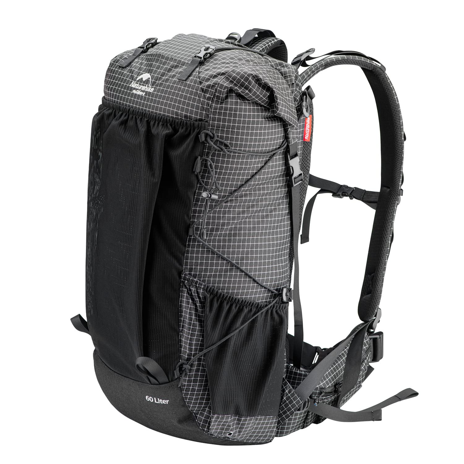 Black and gray backpack with visible brand logo on a white background