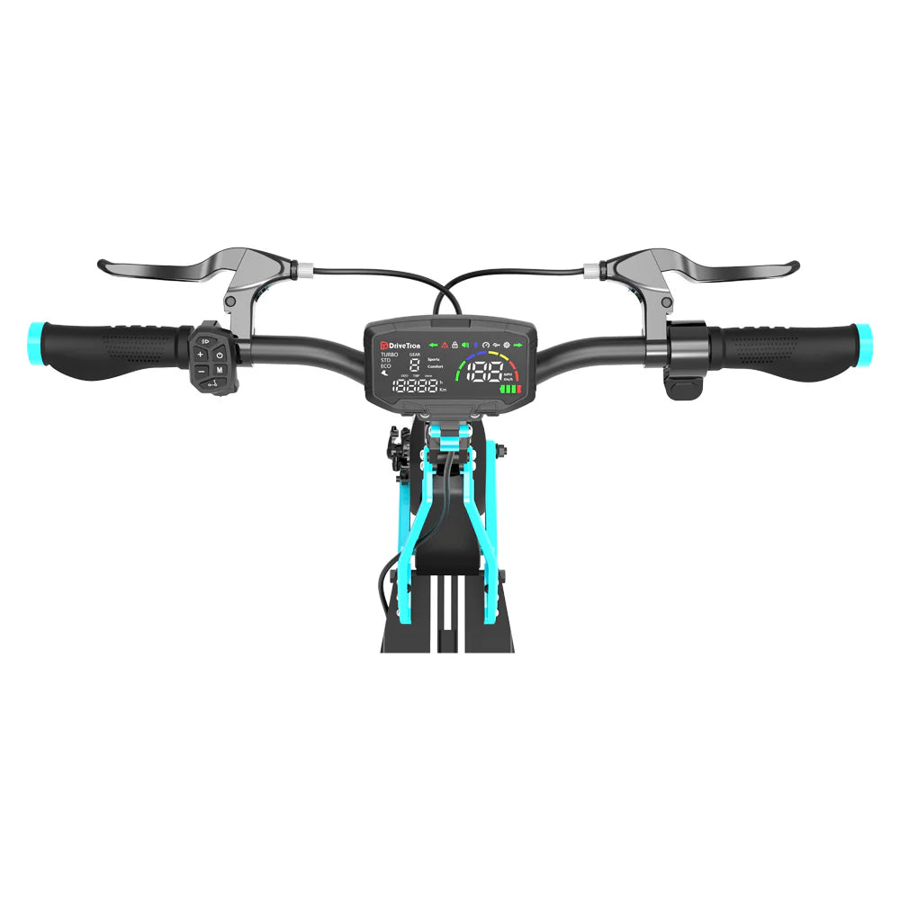 Bicycle handlebar with digital display on a white background