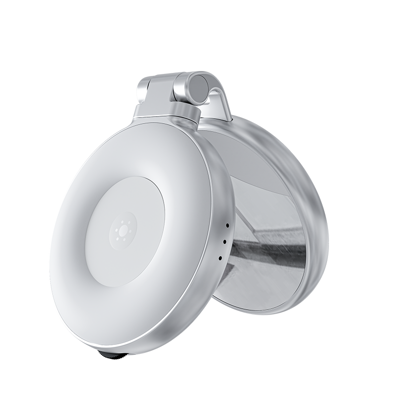 Wall-mounted light fixture with a white shade and chrome finish on a white background