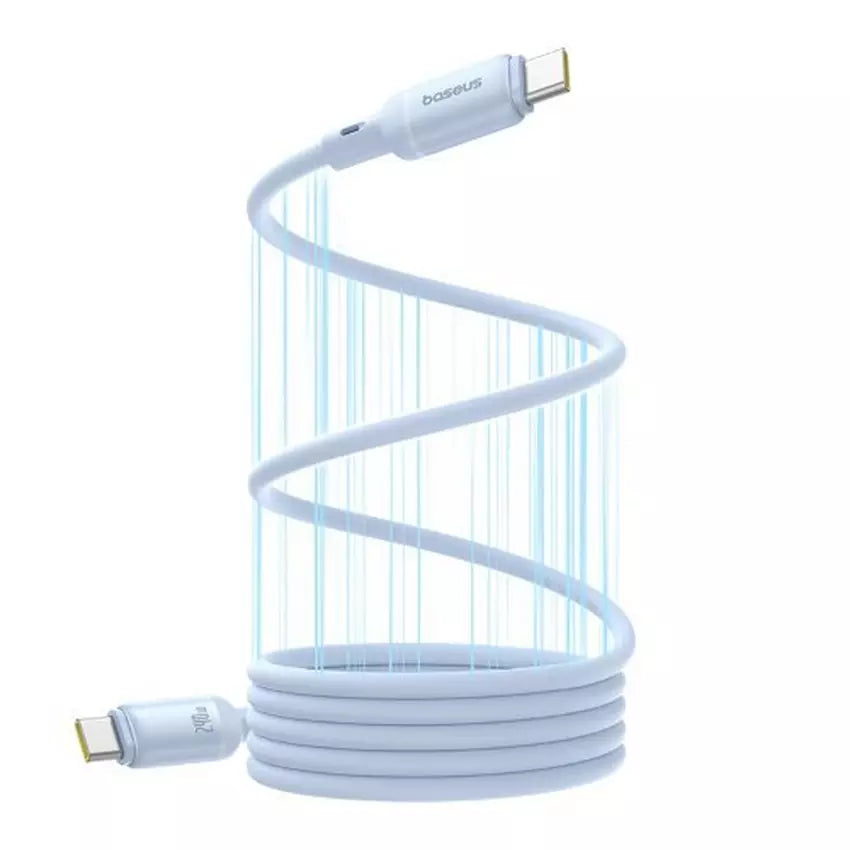 Coiled USB cable with gold connectors on a white background