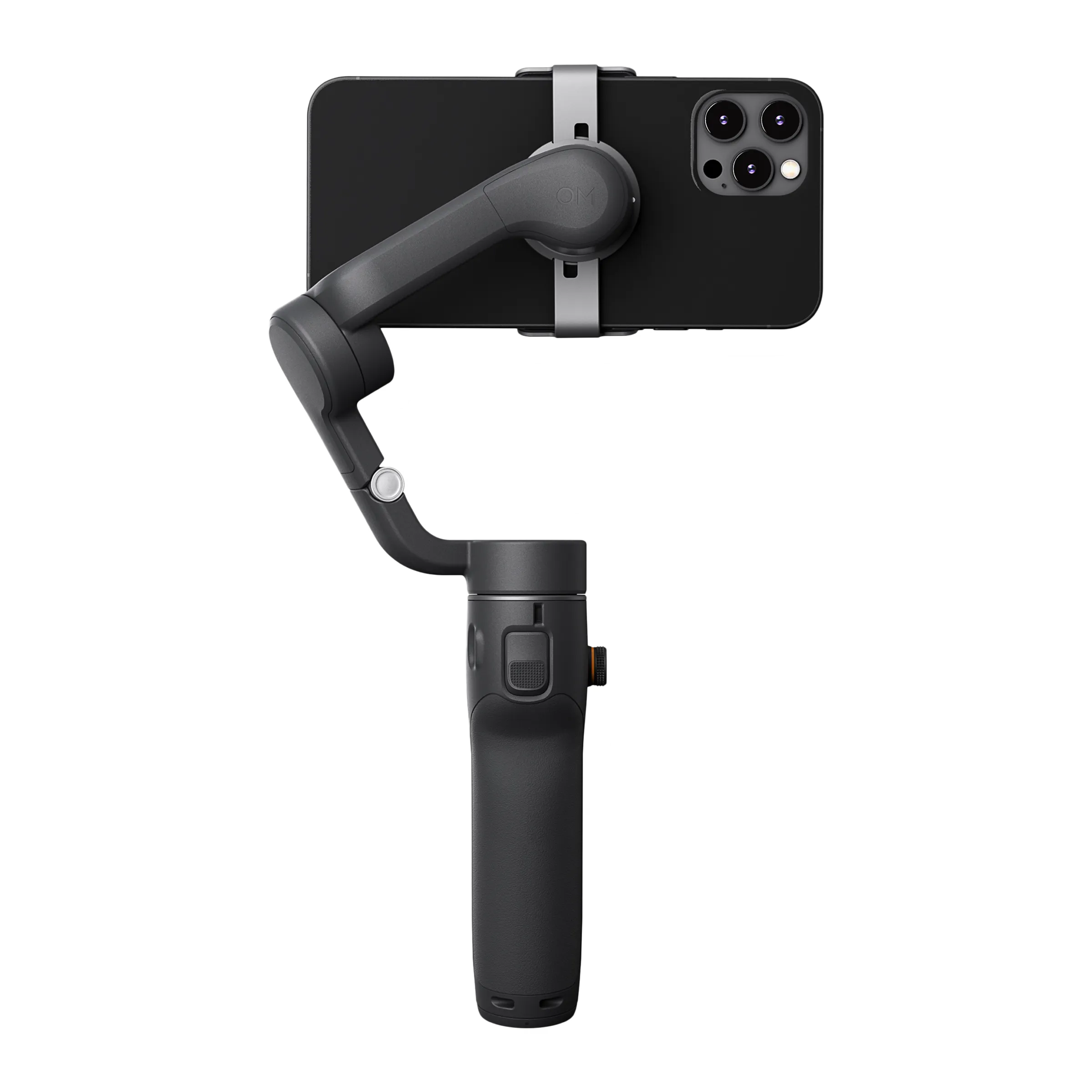Phone holder with smartphone attached on a white background