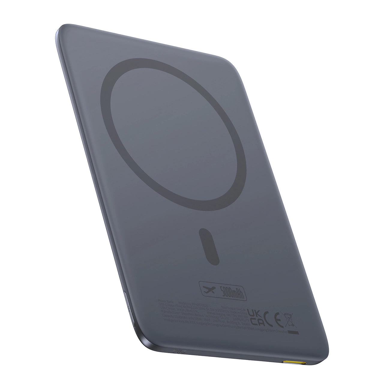 Gray wireless charging pad on a white background
