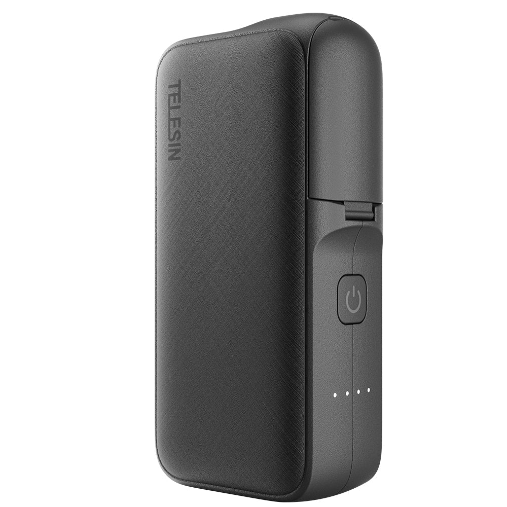 Black portable device with Telesin branding on a white background