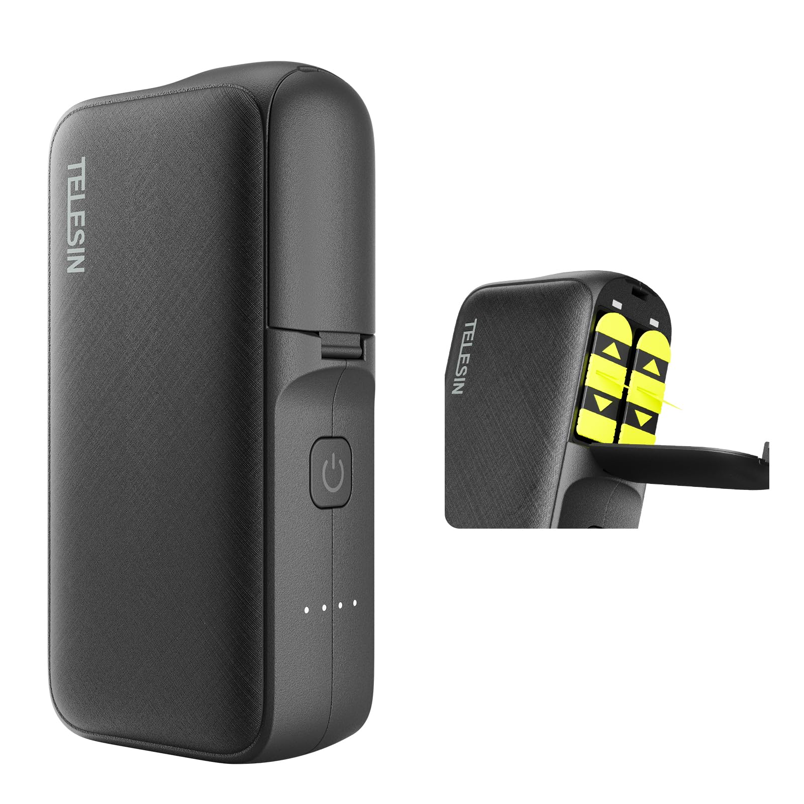Telesin black electronic device with a detachable yellow component on a white background