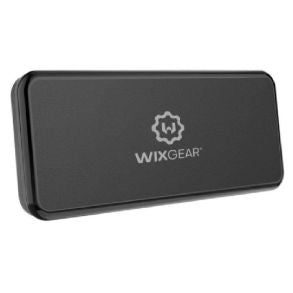 Black WixGear external hard drive on a white background