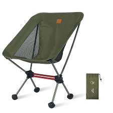 Green camping chair with wheels on a white background
