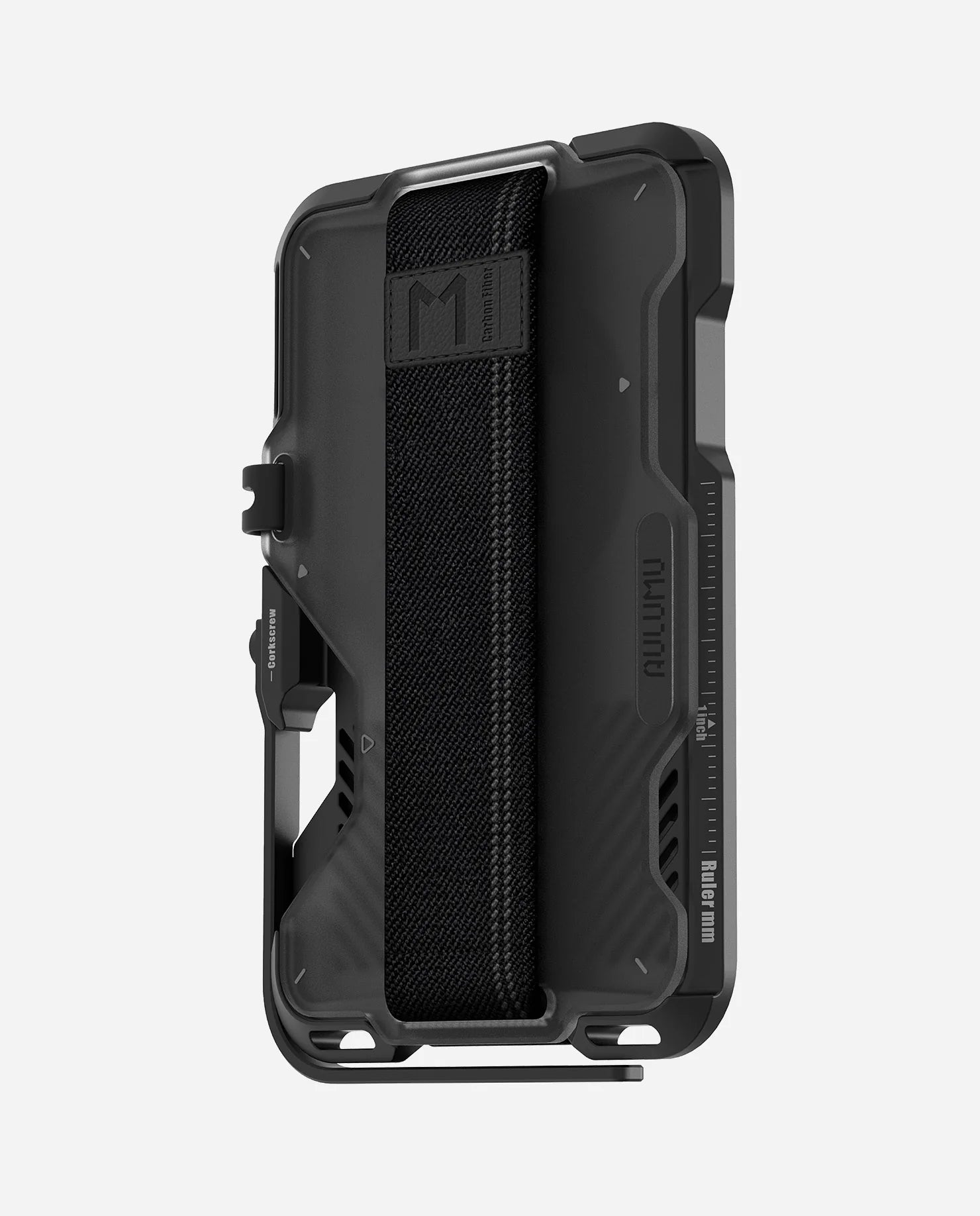 Black rugged phone case with visible brand logo on a white background