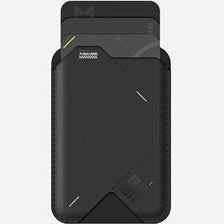 Black phone case with brand name on a white background