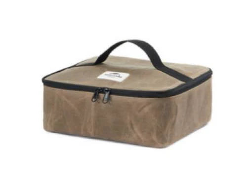 Brown rectangular bag with black handle on a white background
