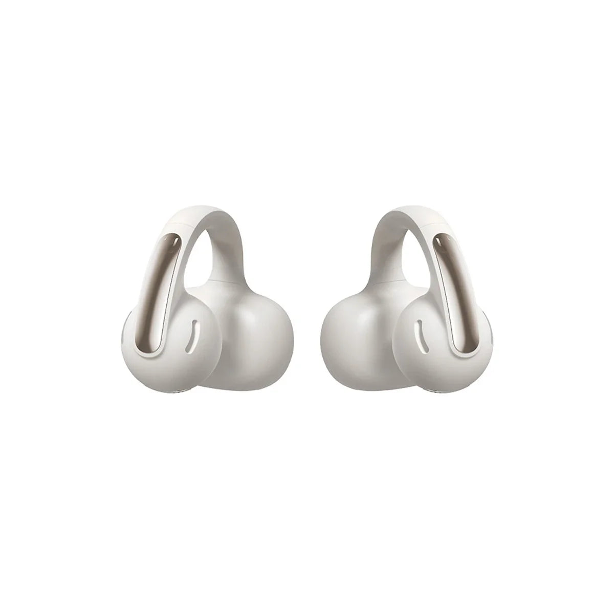 White wireless earbuds on a white background