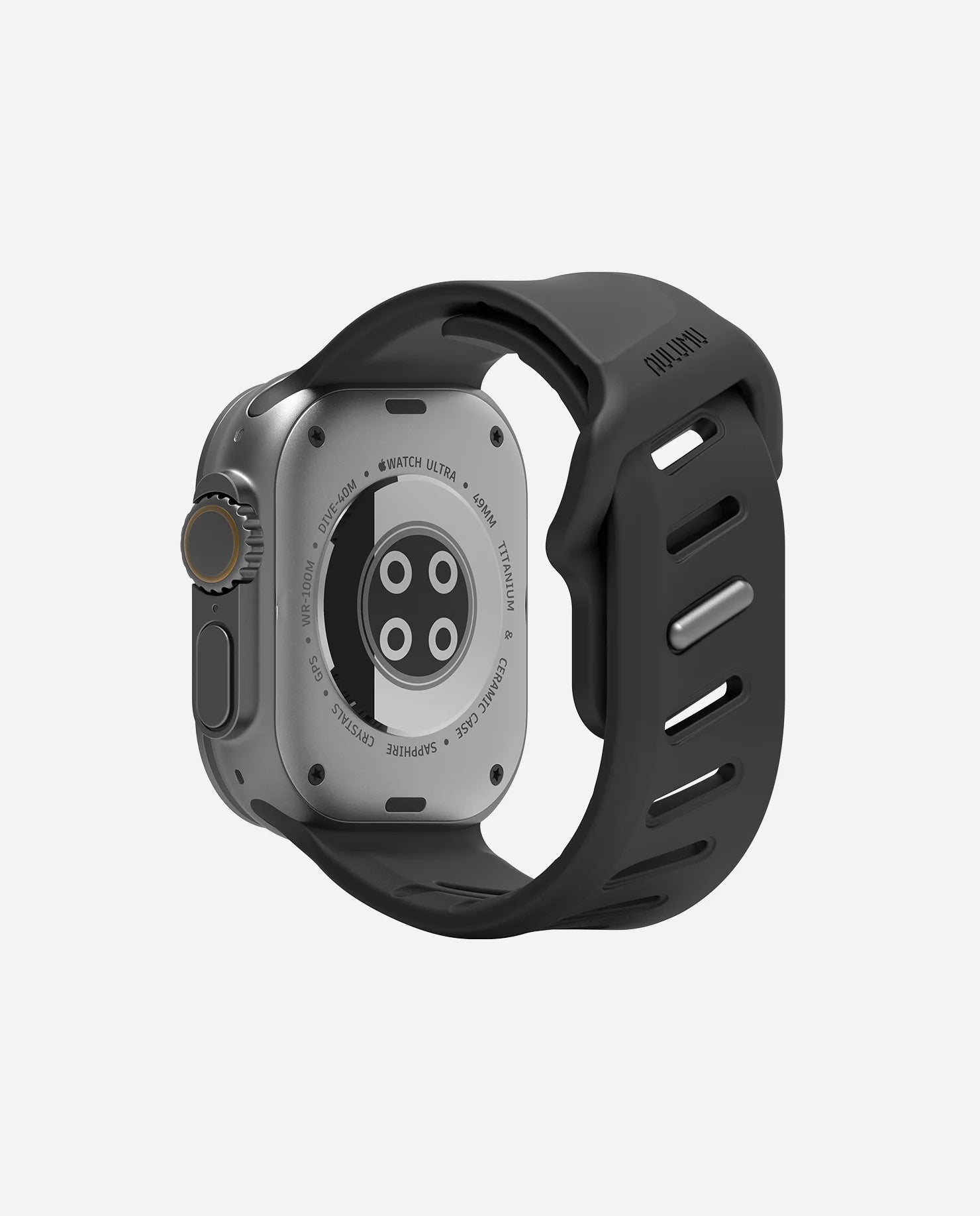 Smartwatch with black band on a white background