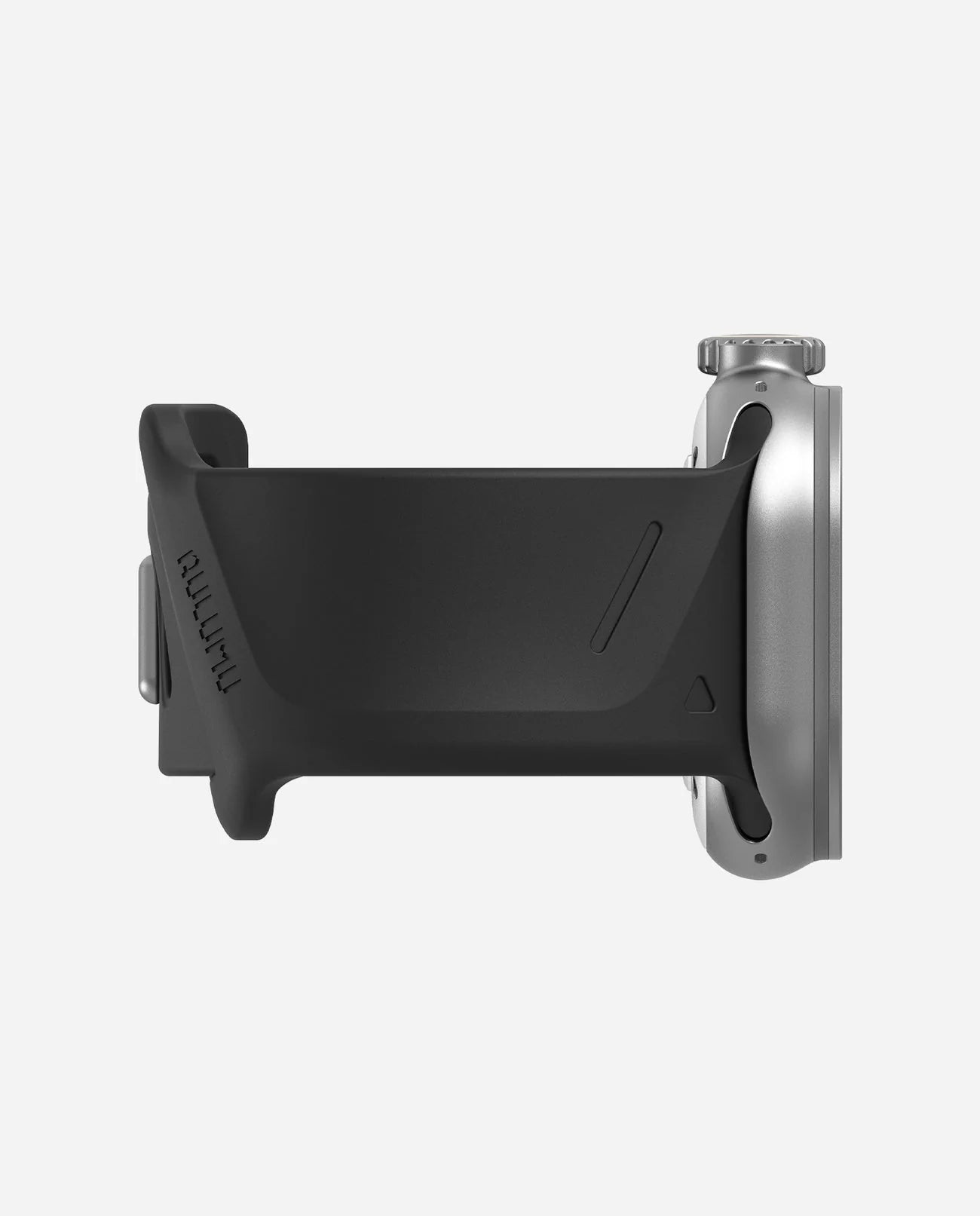 Phone holder with brand logo on a light gray background