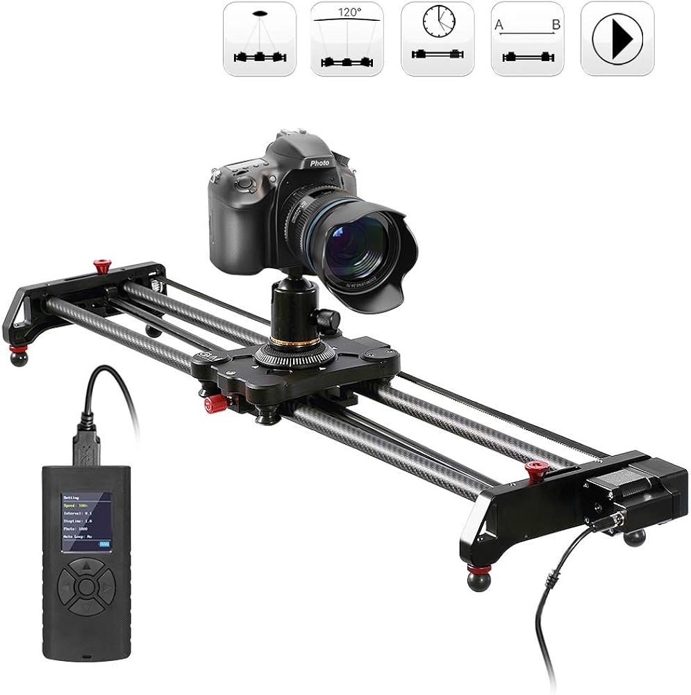 Camera slider with camera on a white background