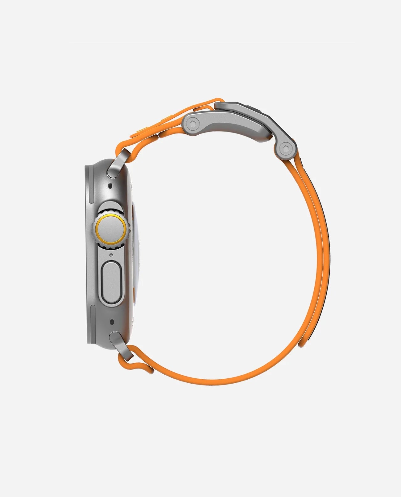 Smartwatch with an orange band on a white background