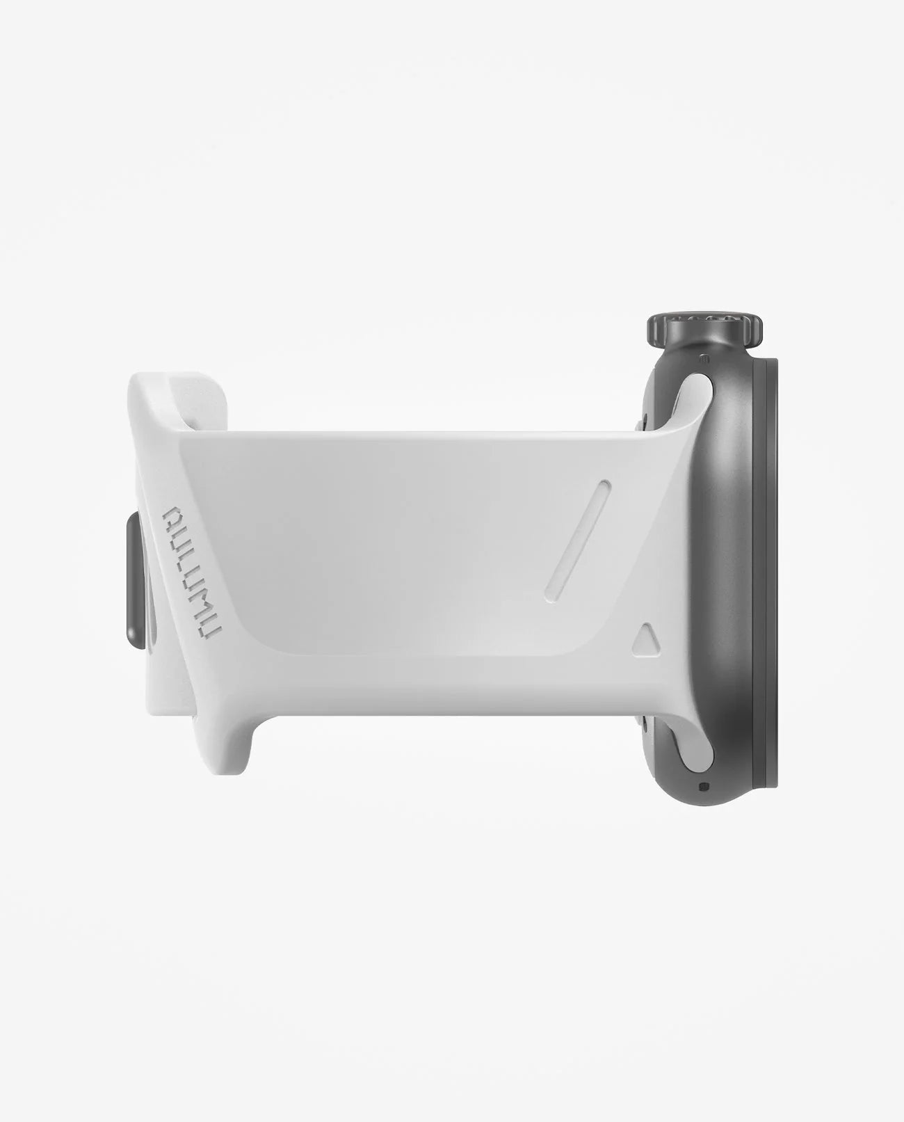White phone holder with black bracket on a white background